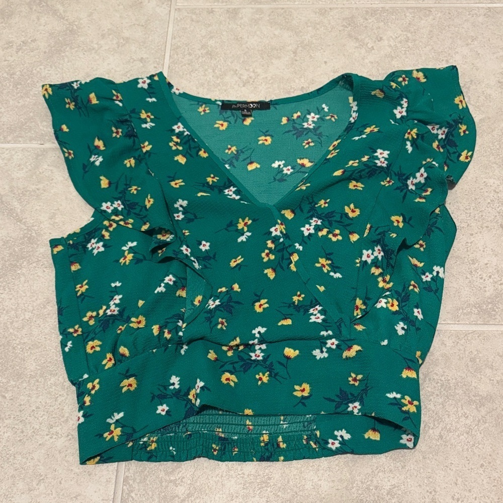 Teal Floral Blouse